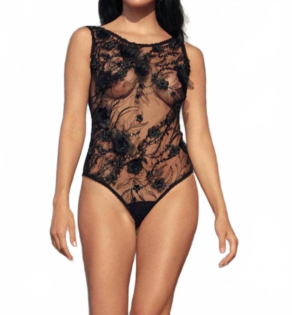 NEW CAROL COELHO aphrodite embroidered bodysuit in black